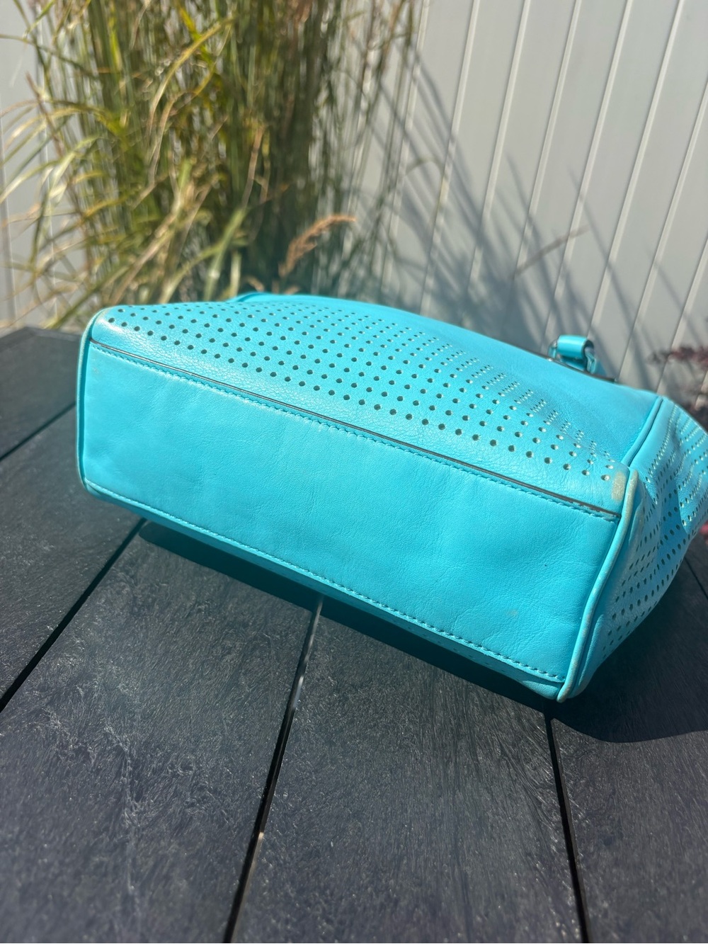 Coach Legacy Perforated Mini Tanner Bag in Robin Blue - Picture 6 of 10